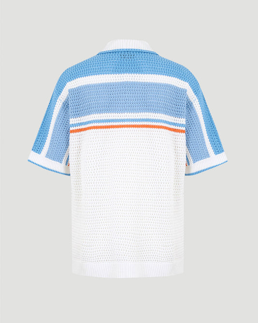 Cotton Tennis Short-Sleeve Crochet Shirt