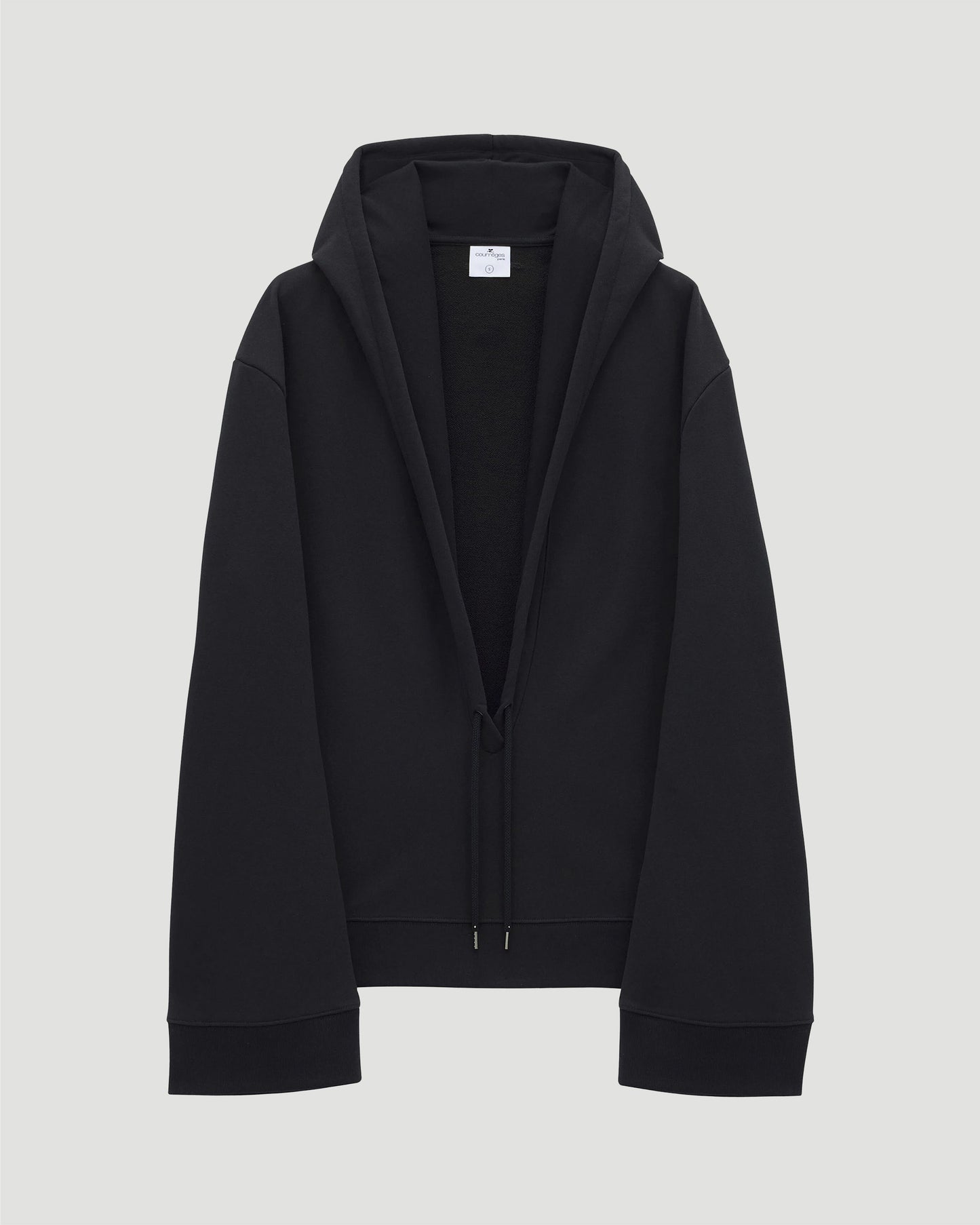 COURRÈGES Hyperbole cotton hoodie in Black — front view