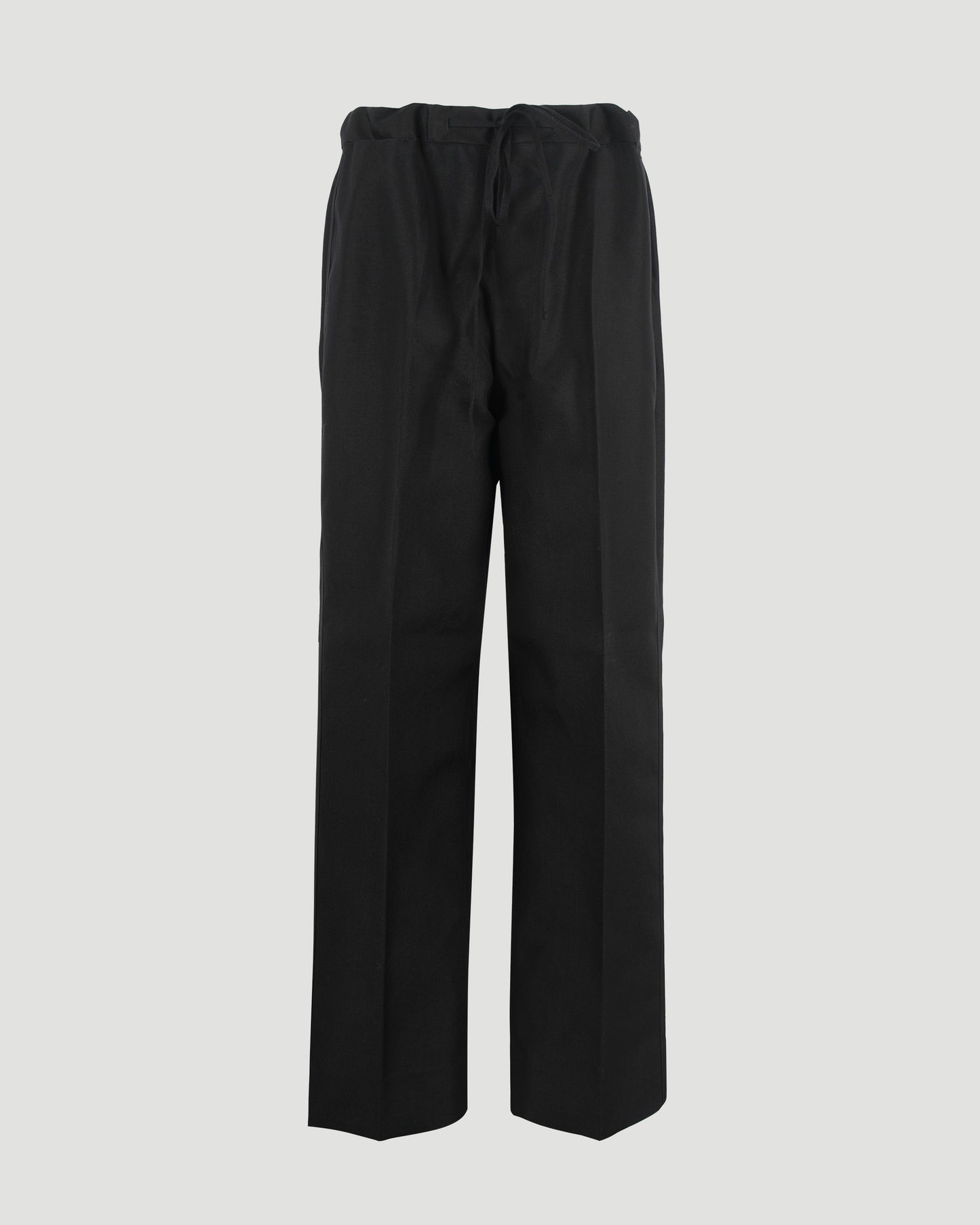 Waist tie trousers in black