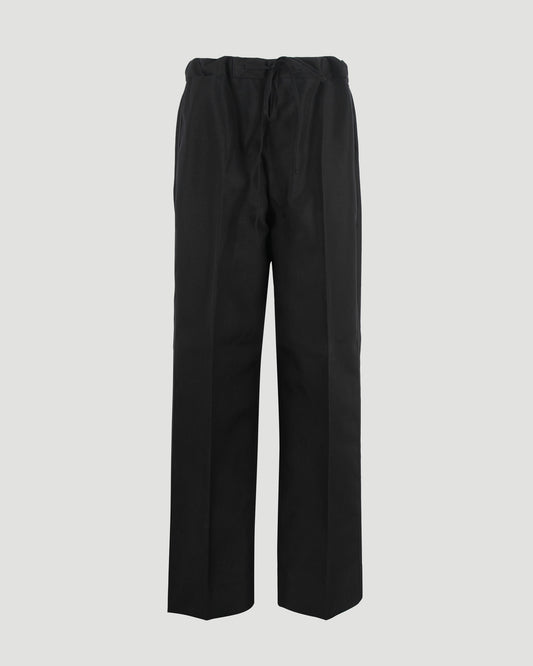 Waist tie trousers in black