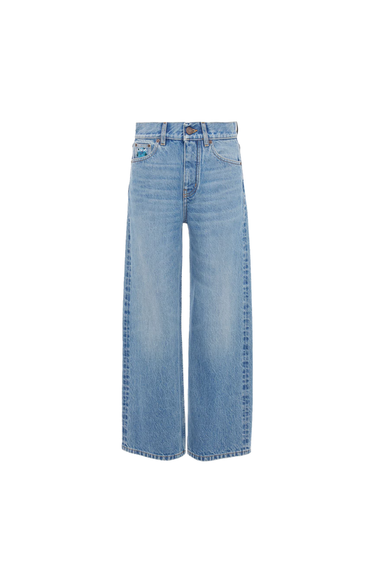 Wide-Leg Jeans in Light Blue Denim