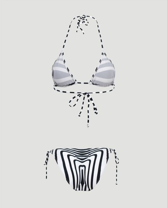 The Pinstripe Body Morphing Bikini Set in Black And White