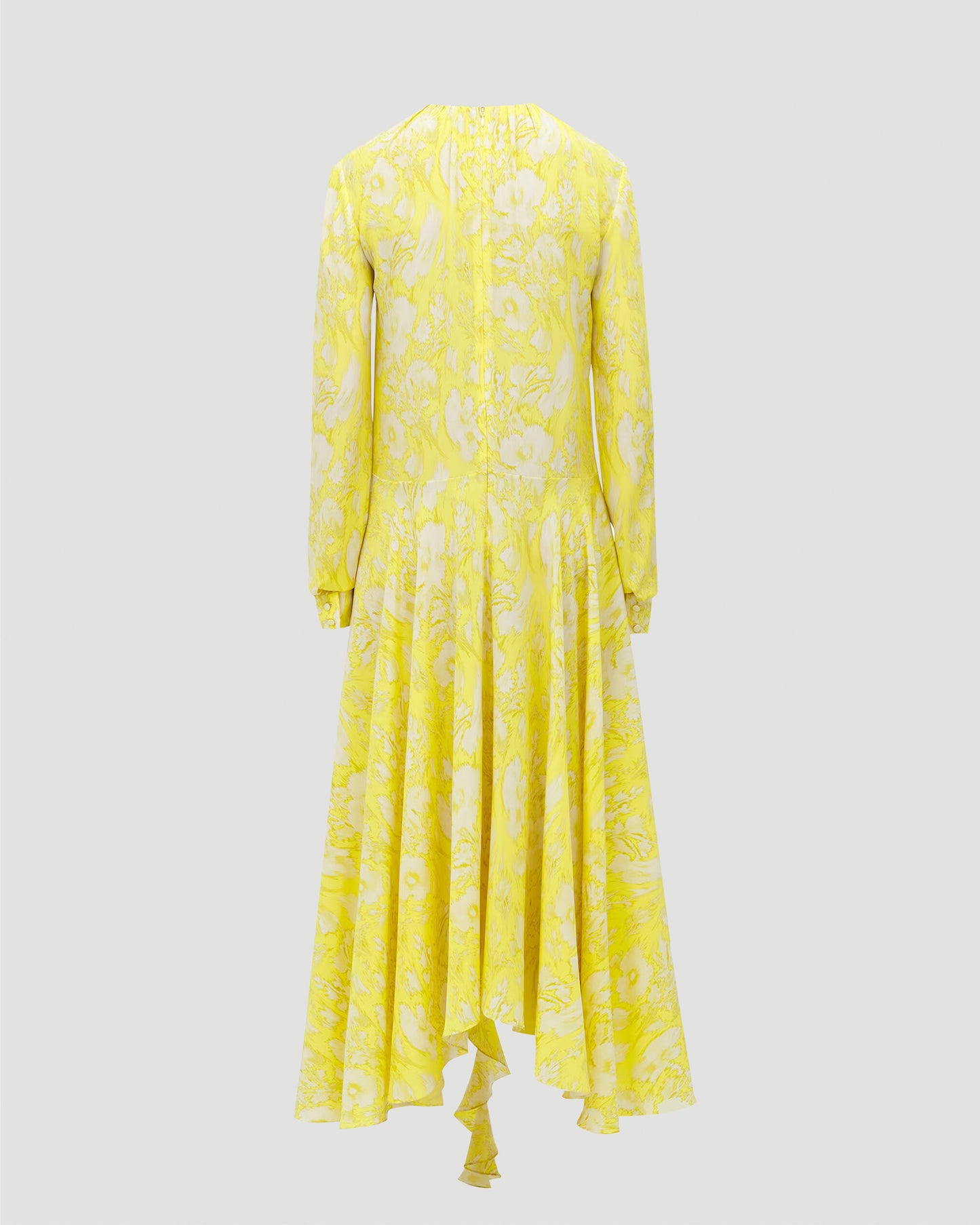 Warped Floral Asymmetric Dress in Yellow