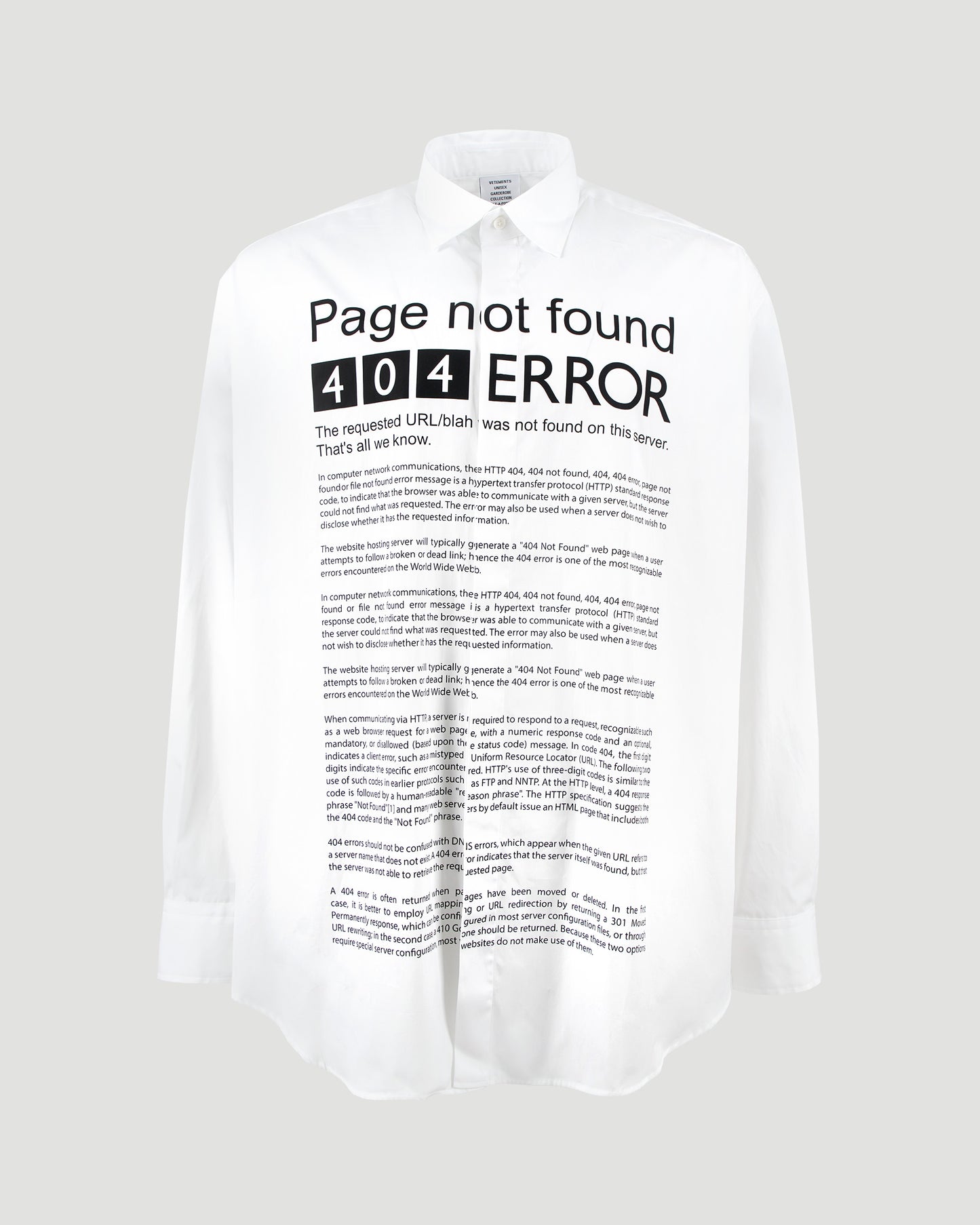 "PAGE ERROR" PRINTED SHIRT IN WHITE