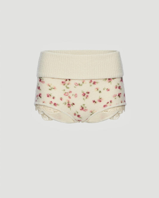 Floral Shorts with Lace Trim
