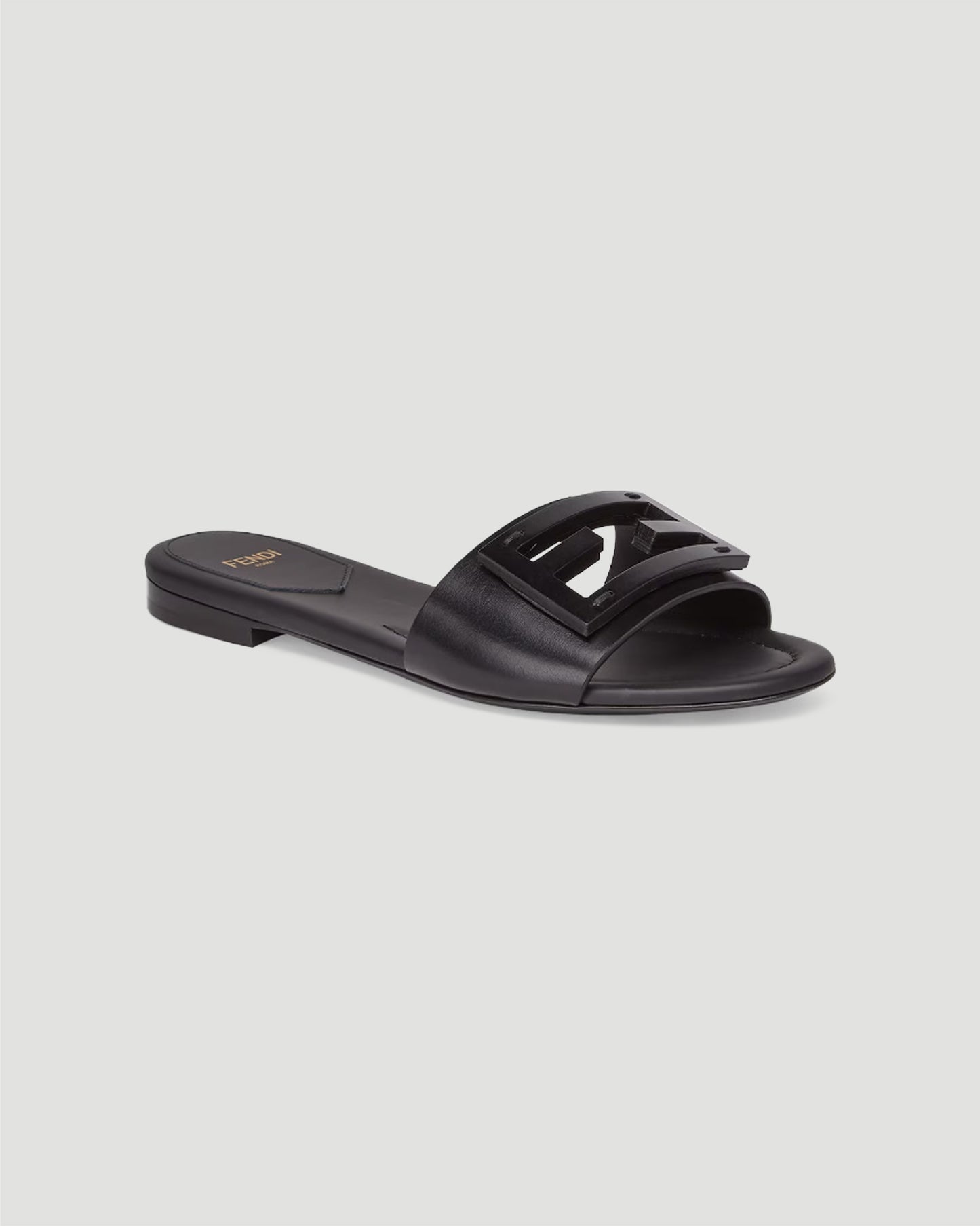 Black Leather Slides