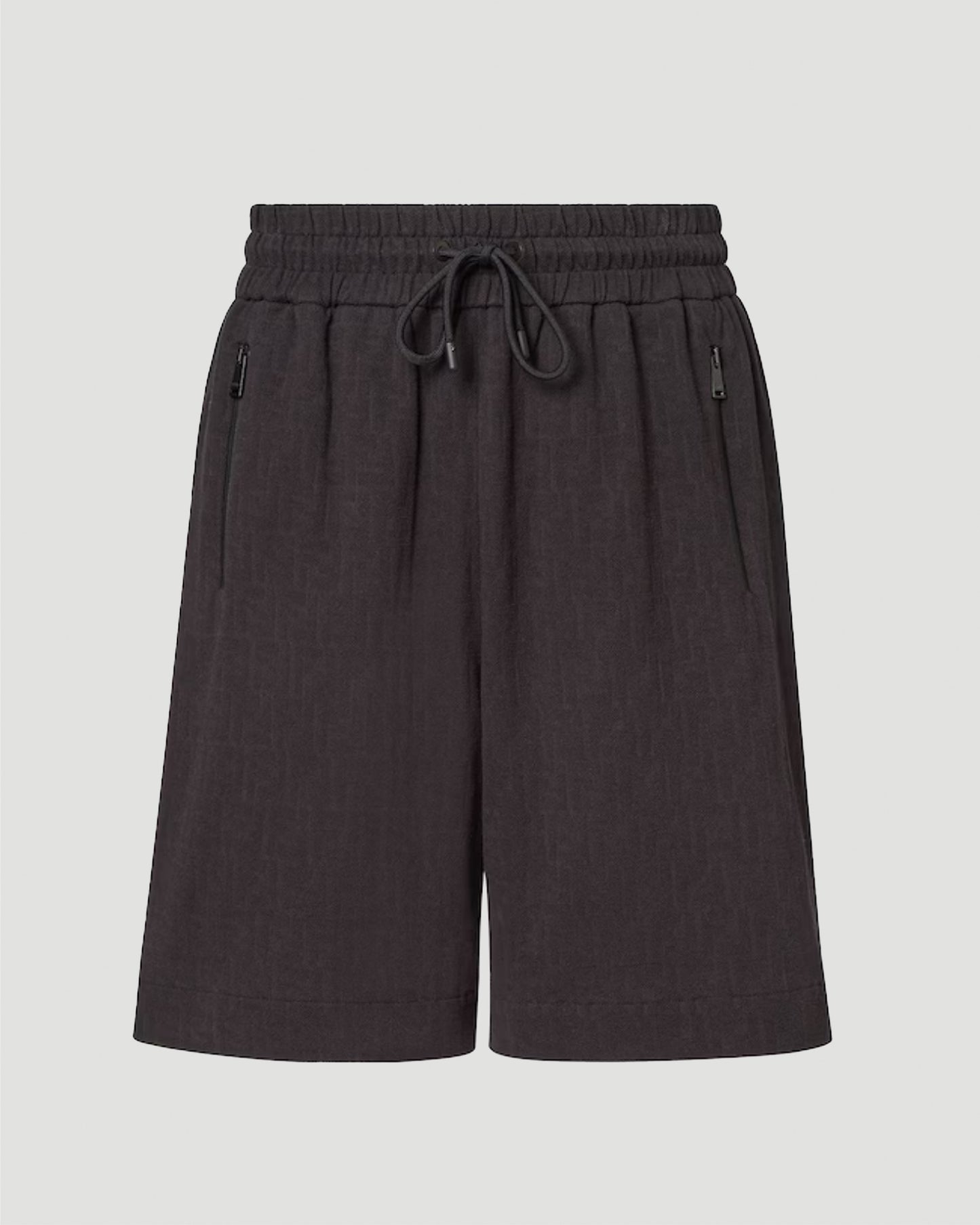 Black Piqué FF Jacquard Shorts