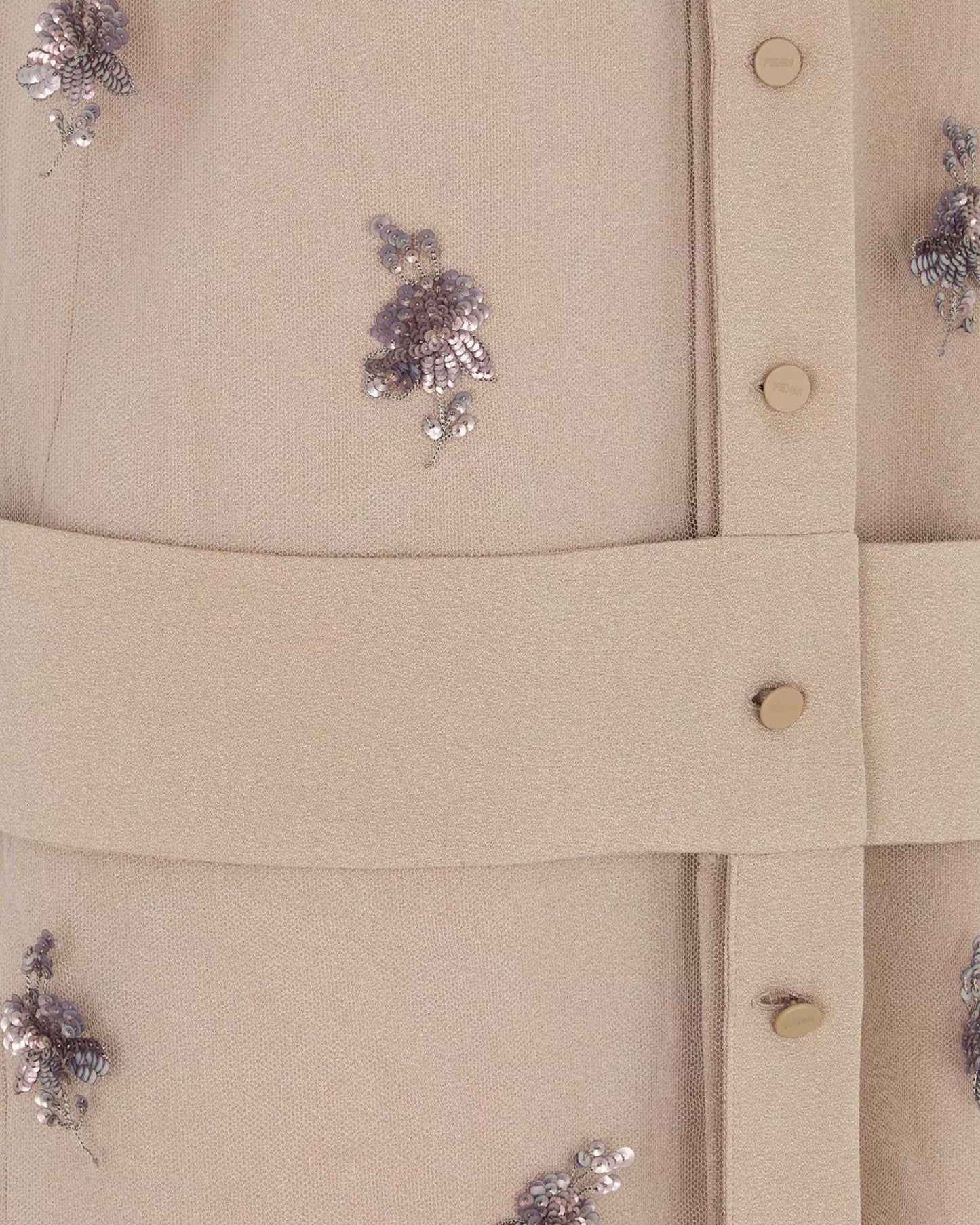 Beige Tulle Dress With Embroidery