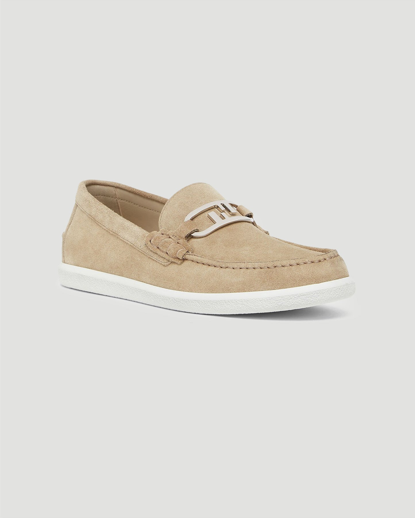 Fendi O’Lock Light Loafers in Beige Suede