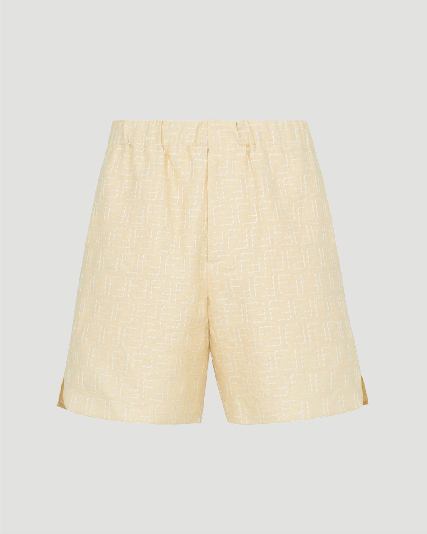 Yellow Linen FF Jacquard Shorts