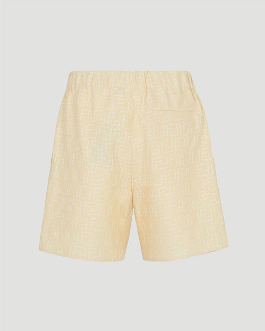 Yellow Linen FF Jacquard Shorts