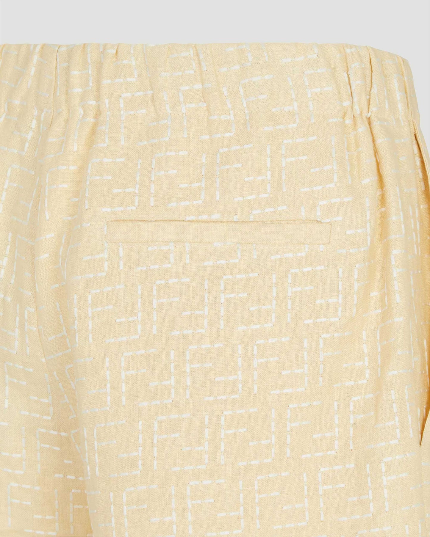 Yellow Linen FF Jacquard Shorts