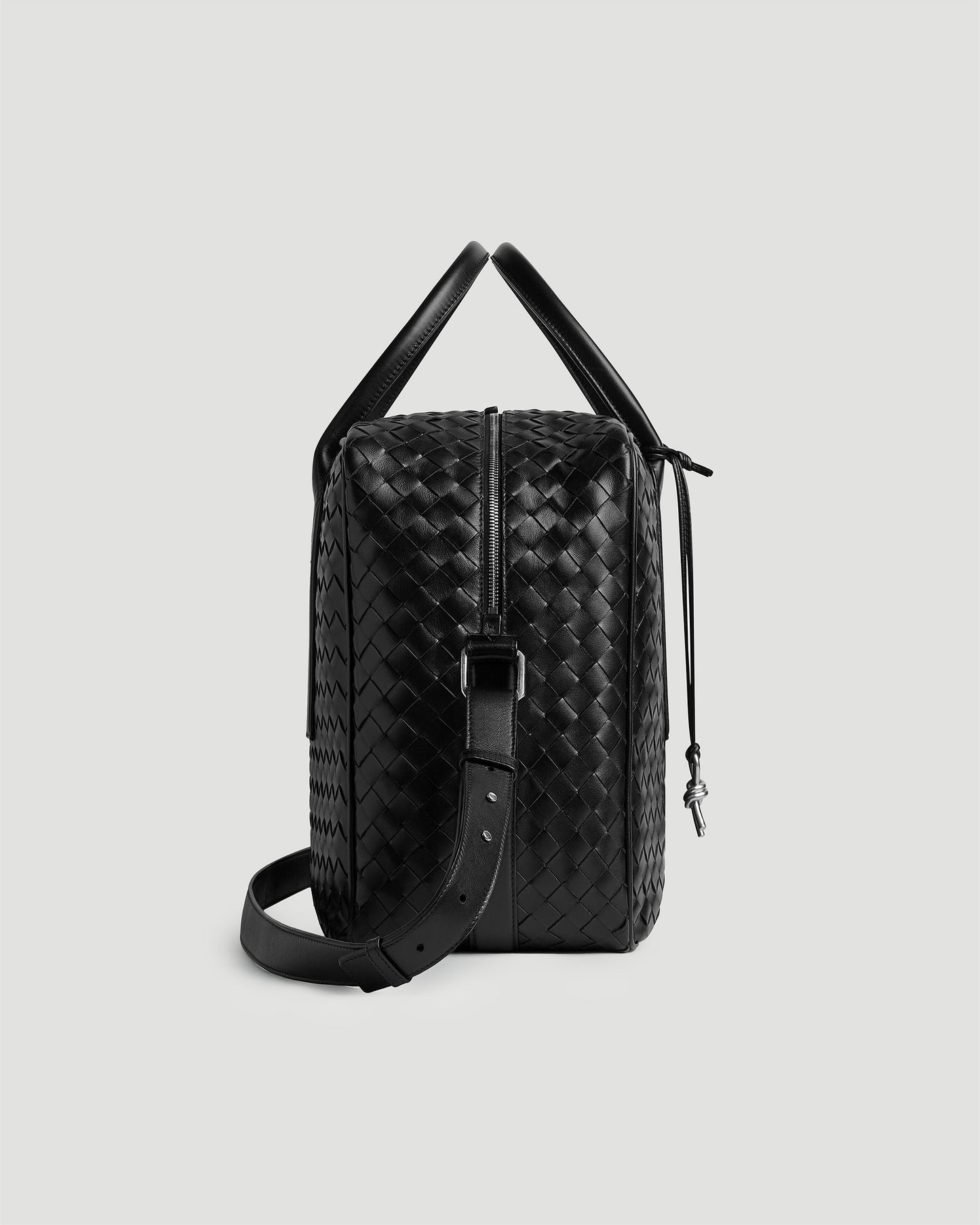 Leather weekender bag in Black