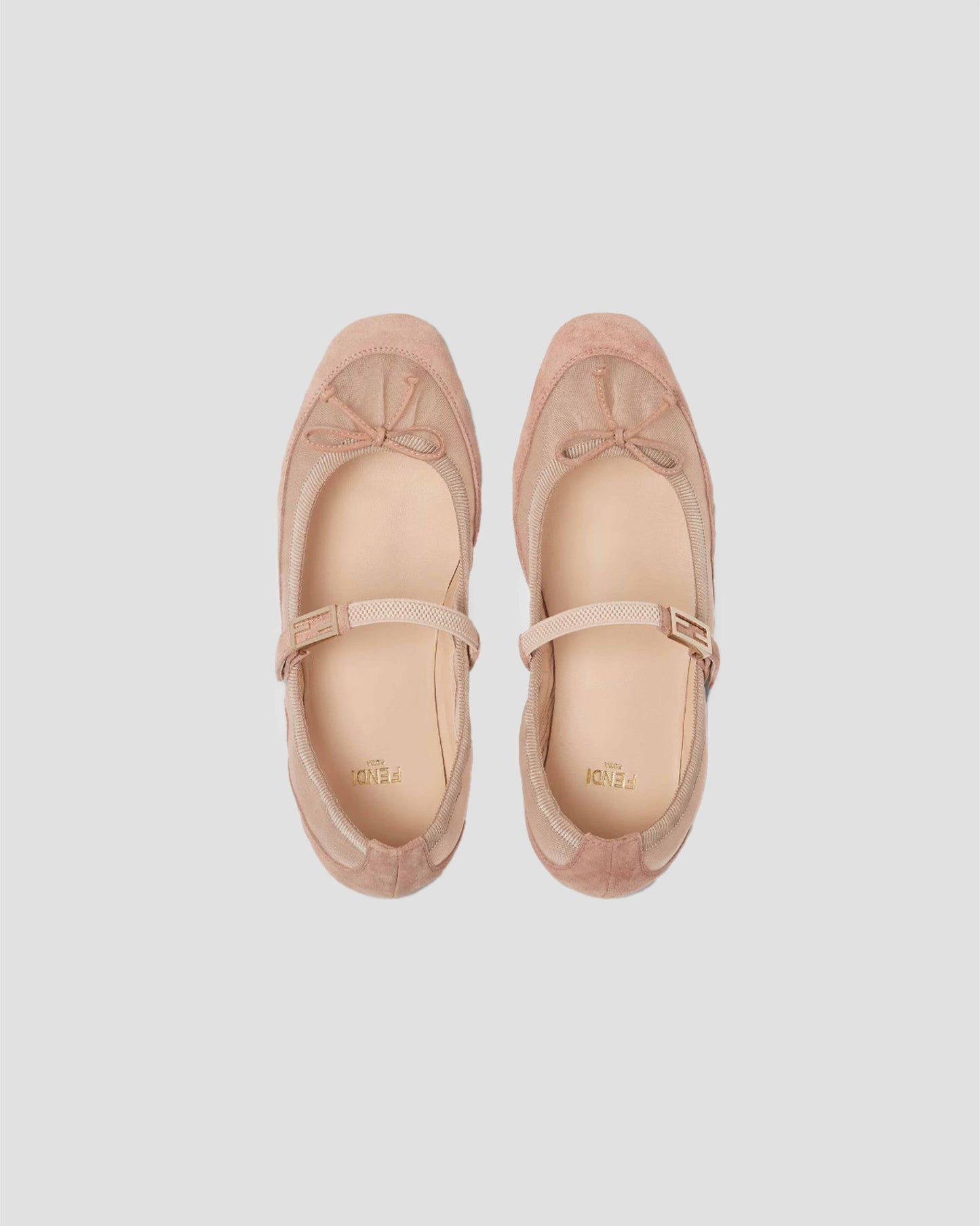 Pink Suede And Mesh Ballet Flats