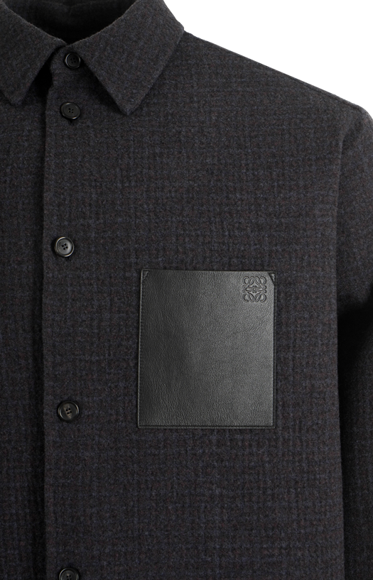 Wool Blend Overshirt in Dark Navy