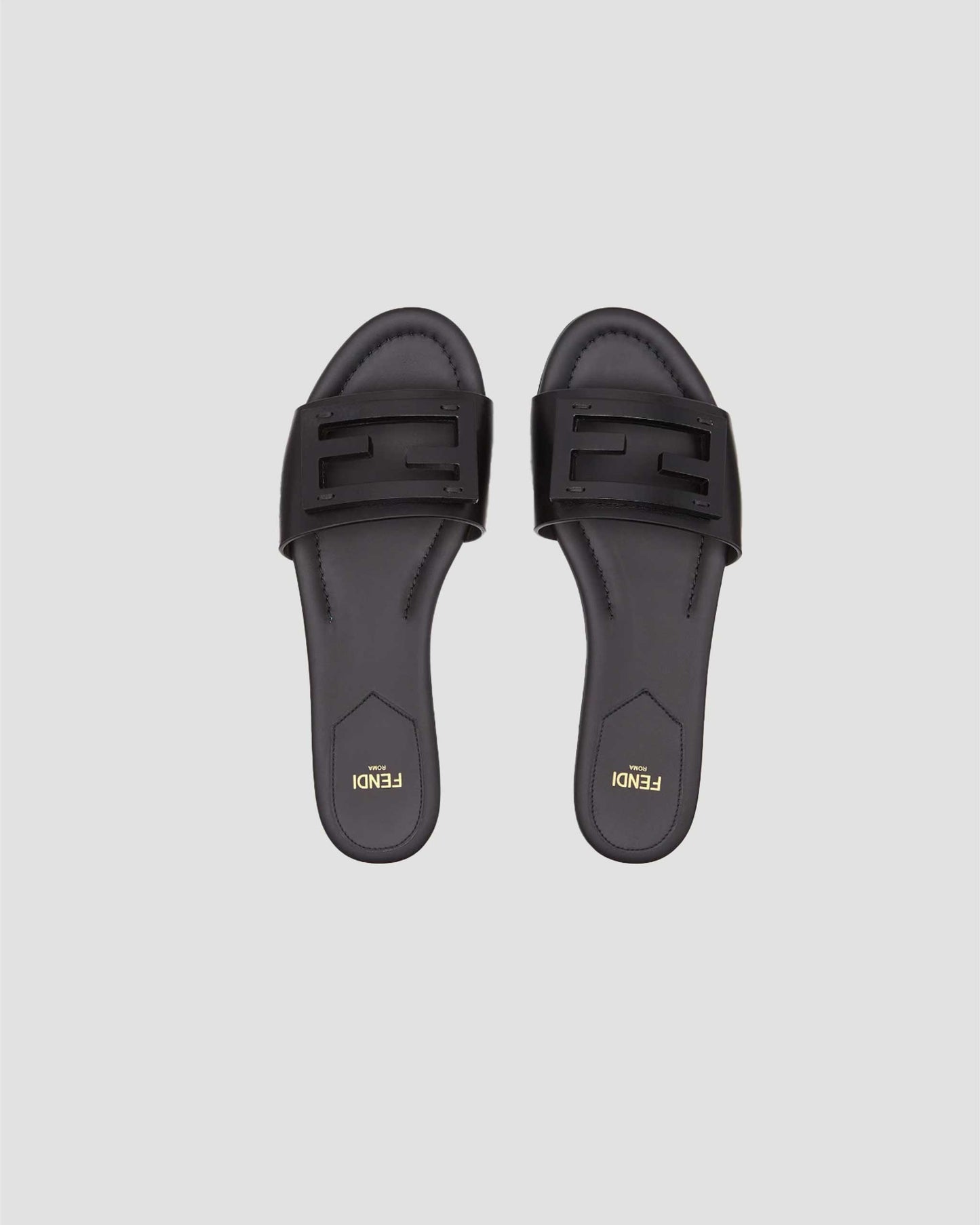Black Leather Slides