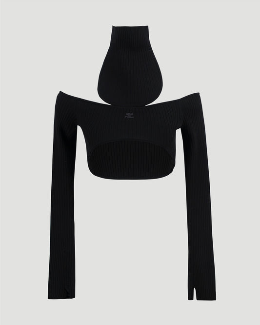 Cut-out jumper in black