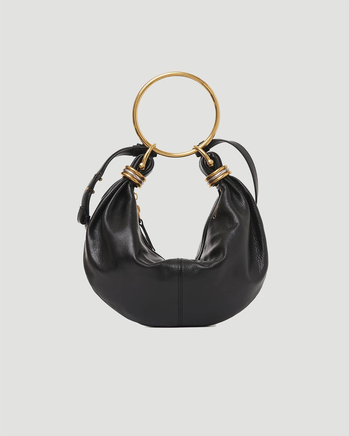 Small Bracelet Hobo Bag in Grained Leather