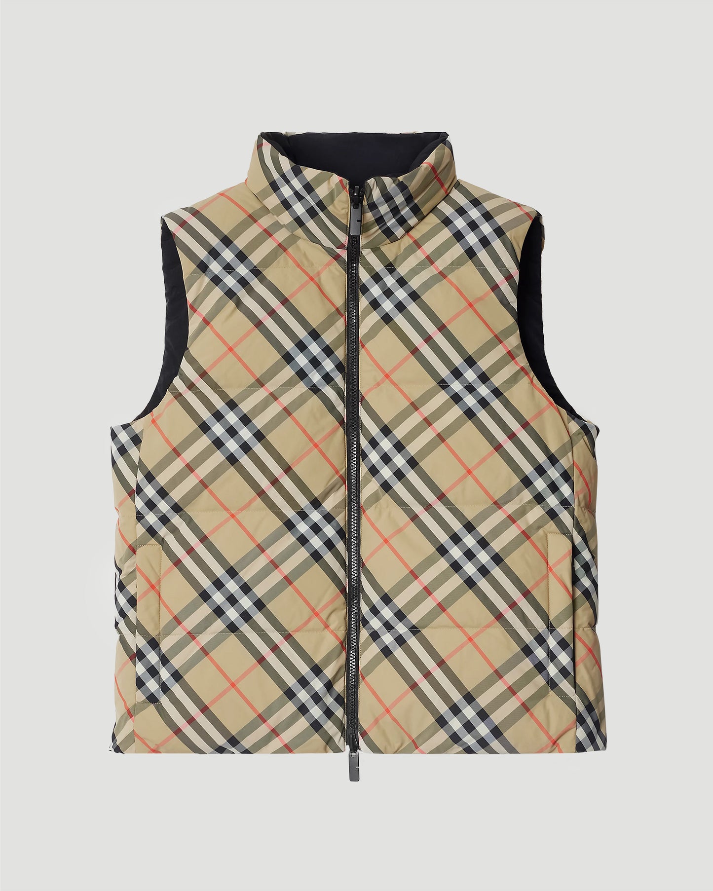 Reversible Check Nylon Padded Gilet