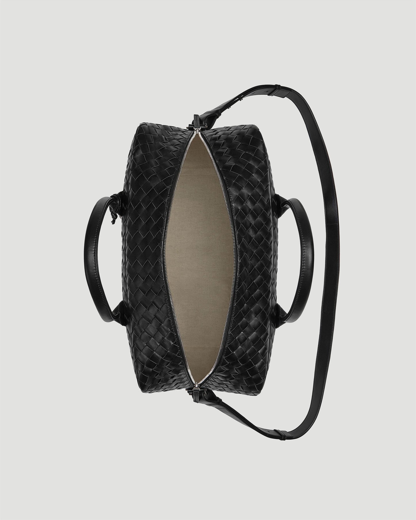 Leather weekender bag in Black