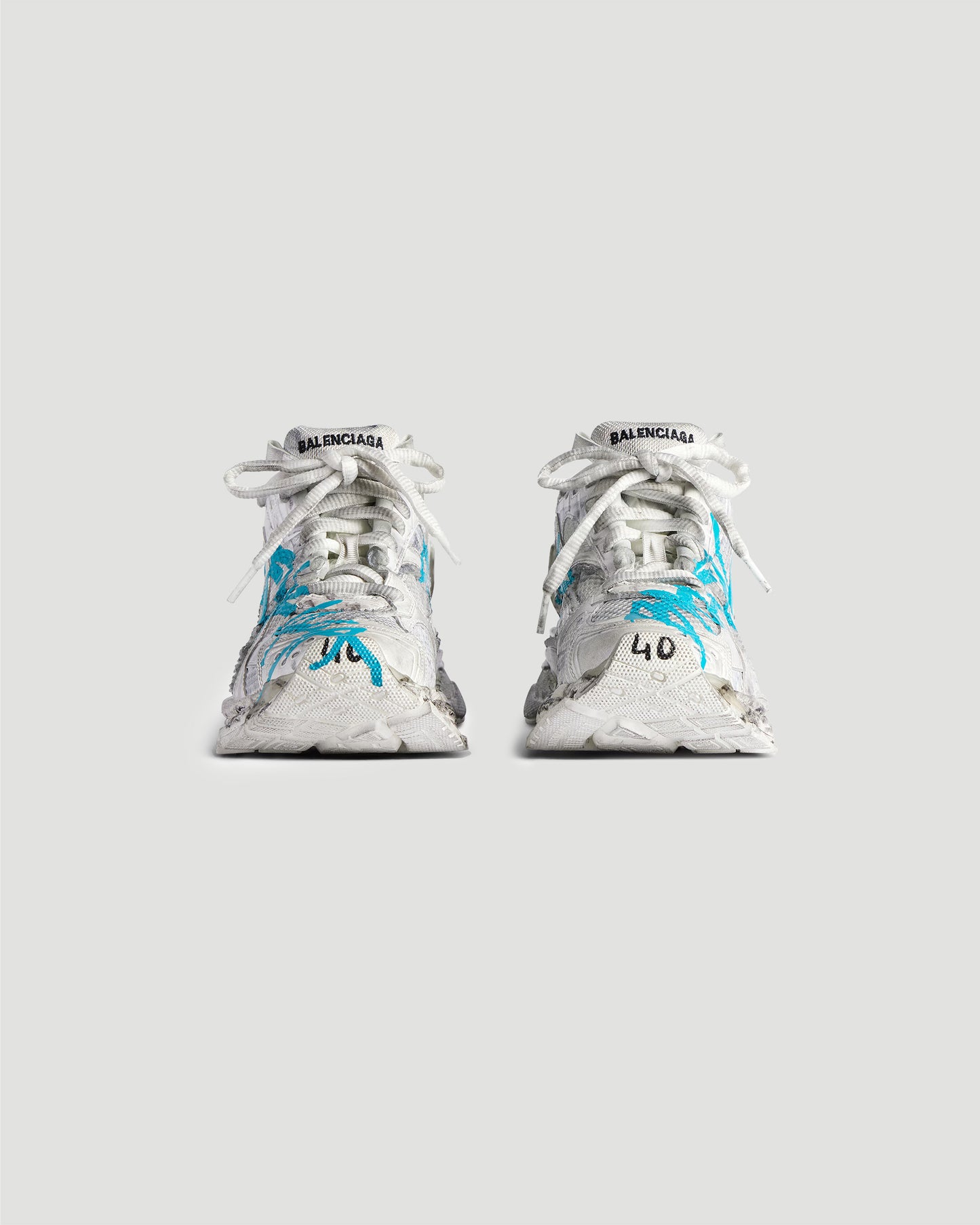 Runner Graffiti Sneaker in White And Blue