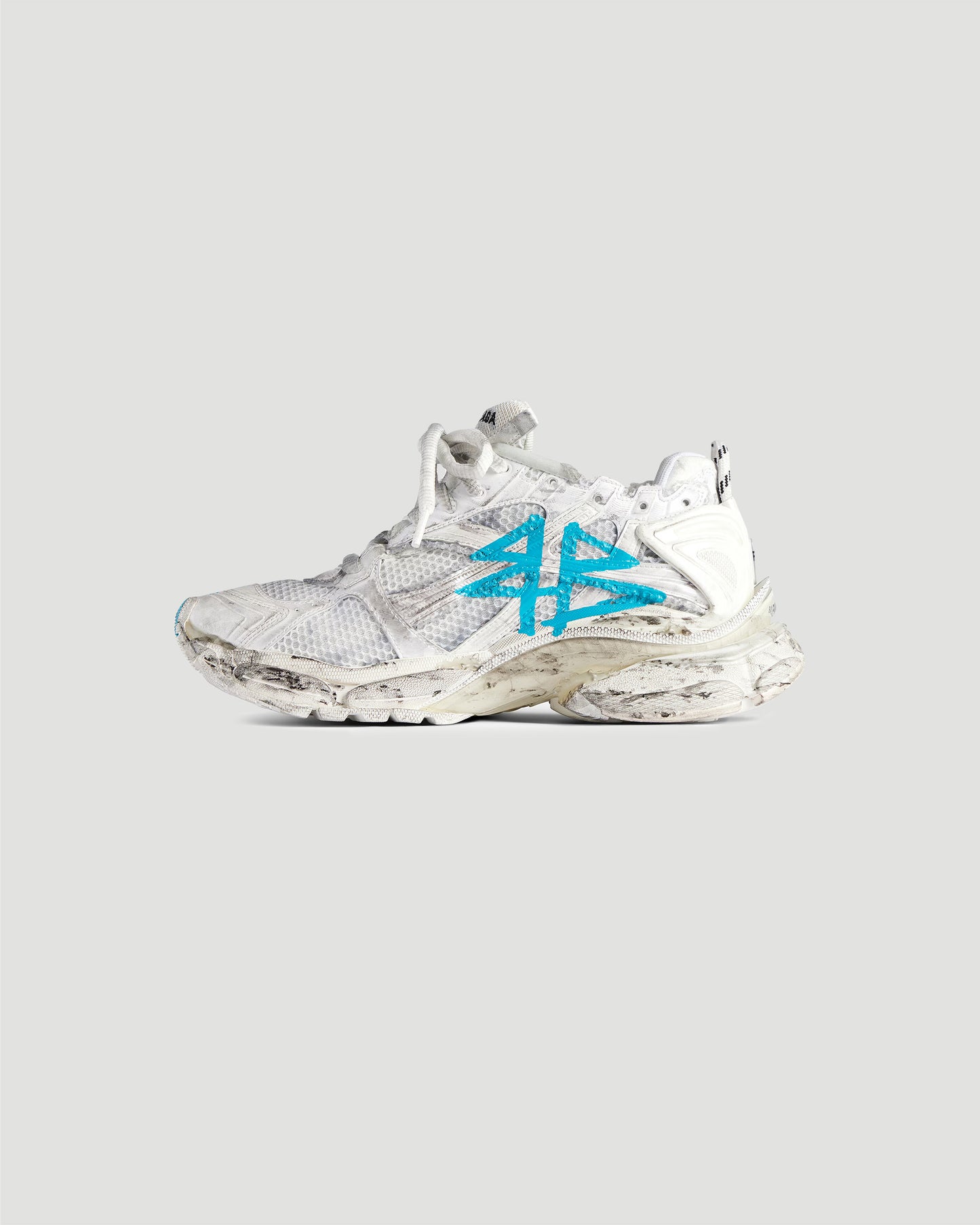 Runner Graffiti Sneaker in White And Blue