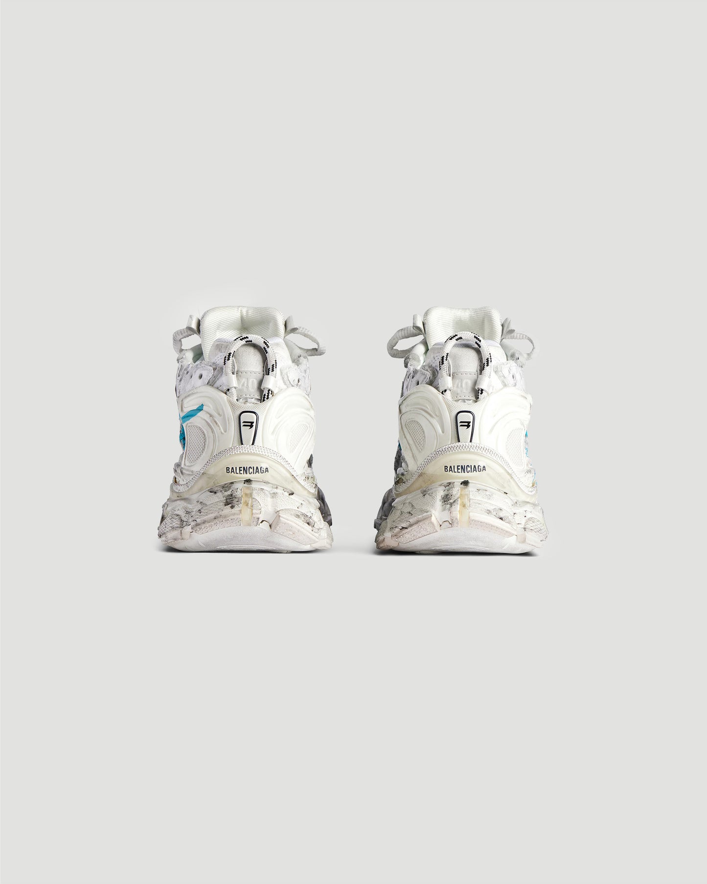 Runner Graffiti Sneaker in White And Blue