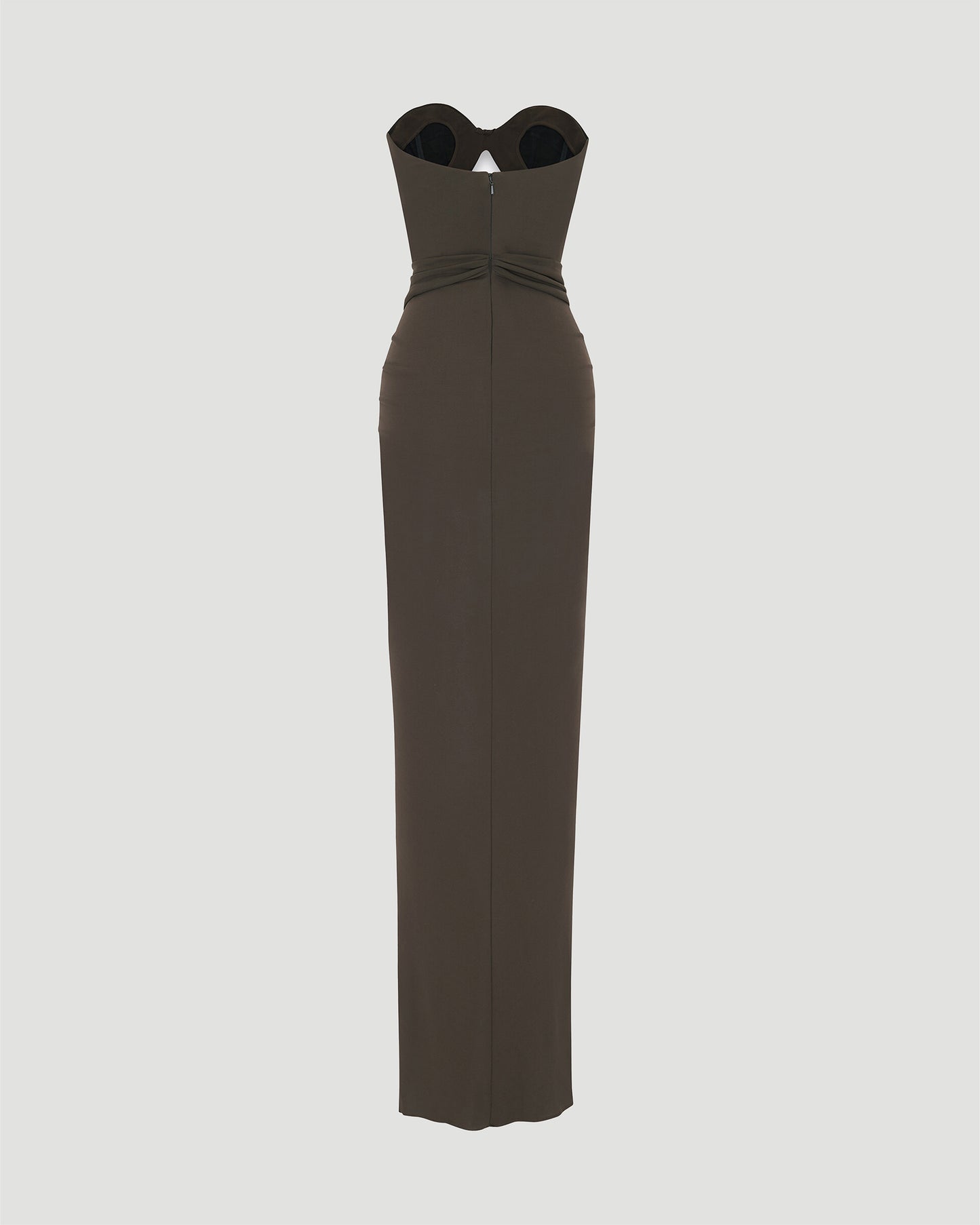 CUT-OUT BUSTIER DRESS IN BROWN