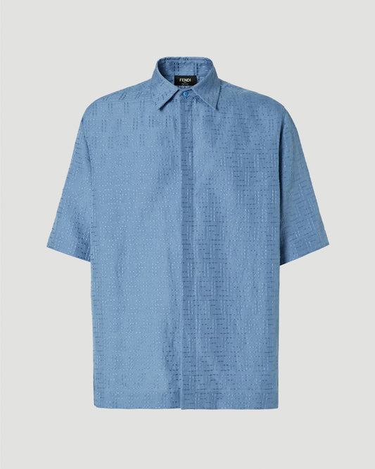 Blue Linen FF Jacquard Shirt