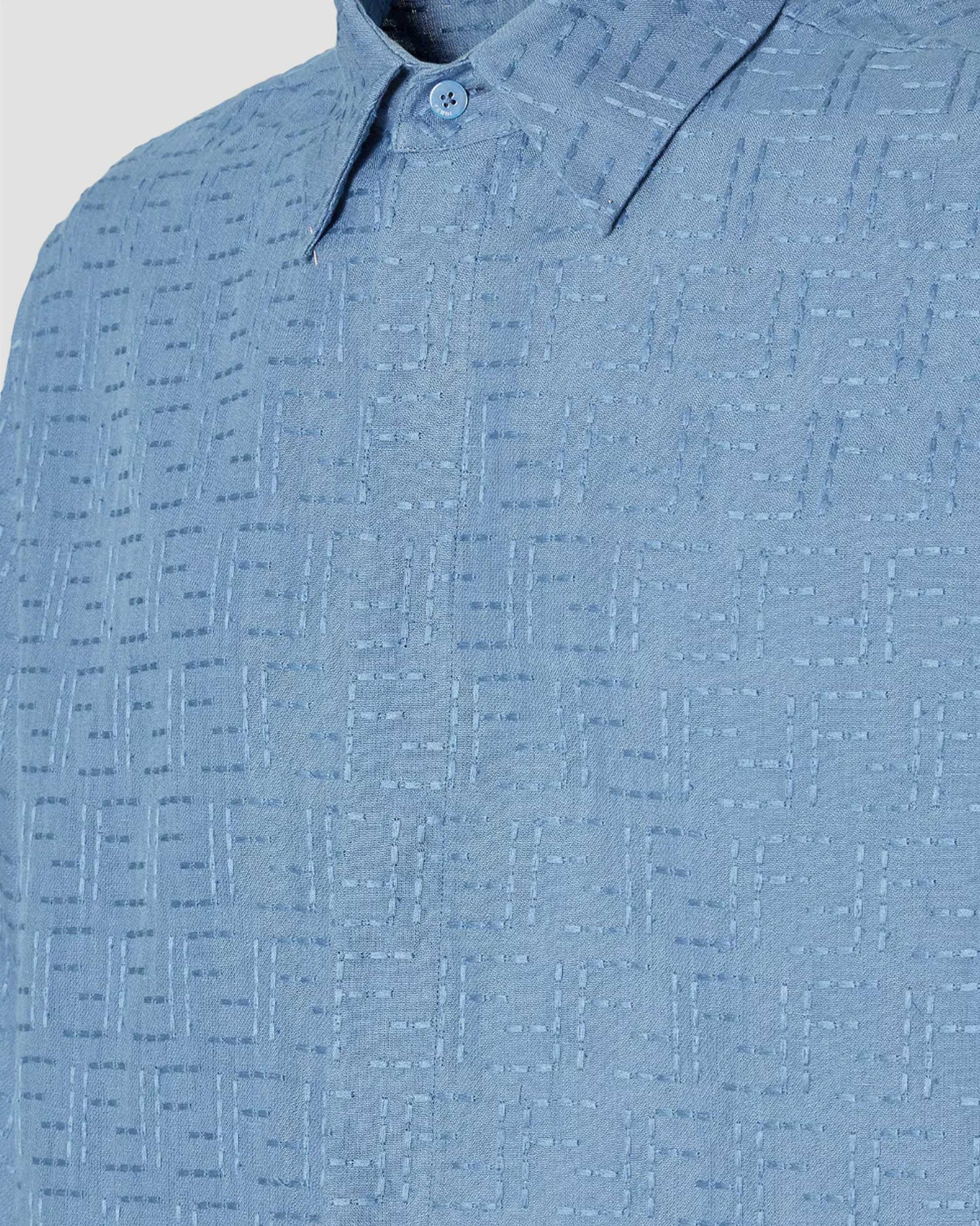 Blue Linen FF Jacquard Shirt