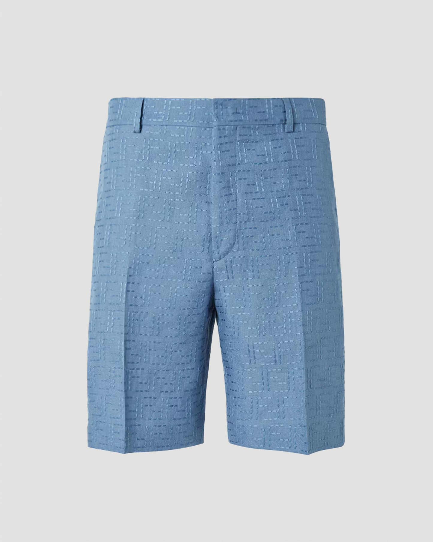 Blue Linen FF Jacquard Shorts