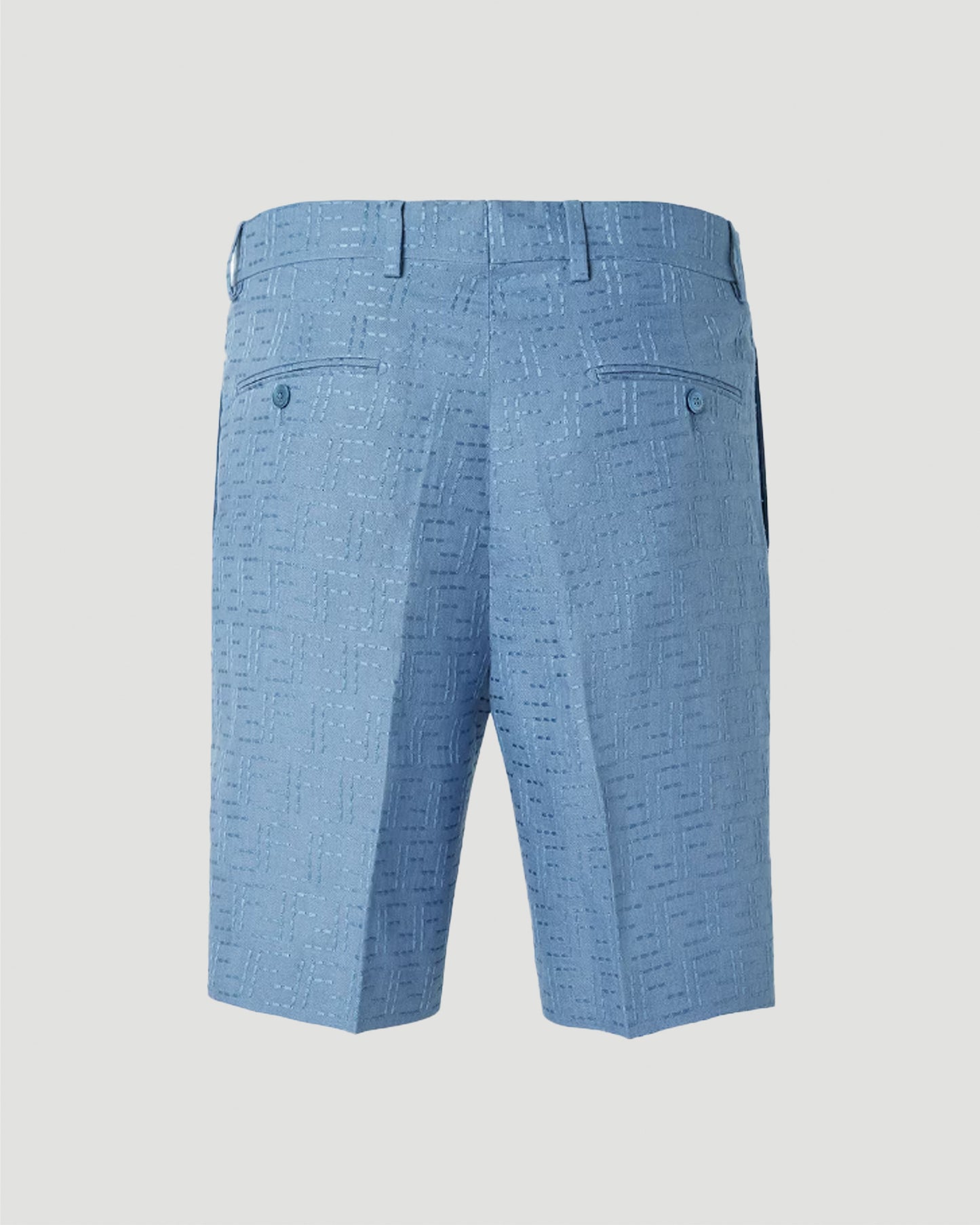 Blue Linen FF Jacquard Shorts