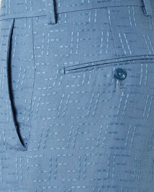 Blue Linen FF Jacquard Shorts