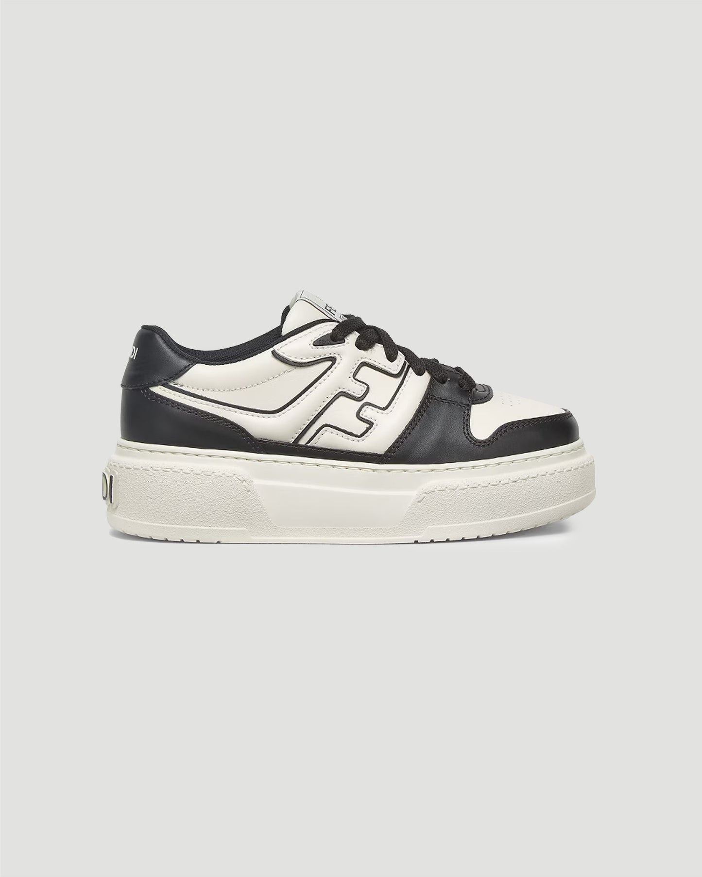 Fendi Match Black Leather Platform Low-Tops