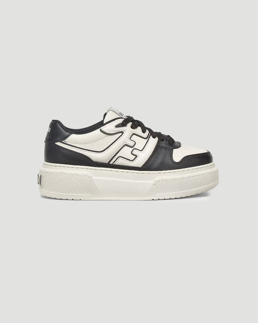 Fendi Match Black Leather Platform Low-Tops