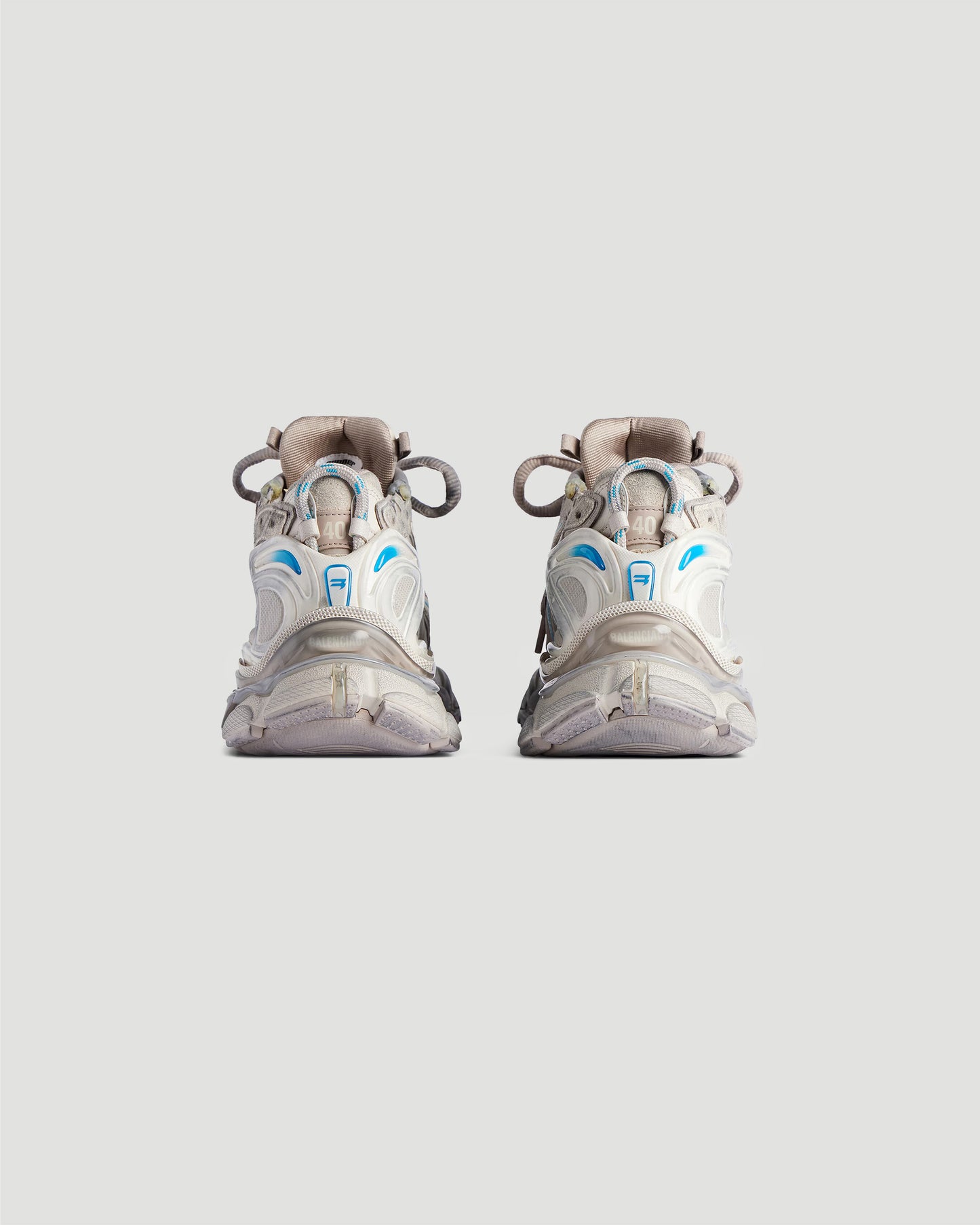Runner Sneaker in Taupe And Blue