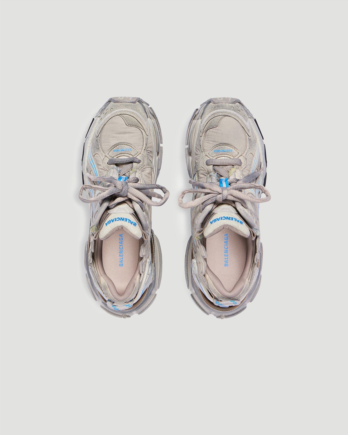 Runner Sneaker in Taupe And Blue