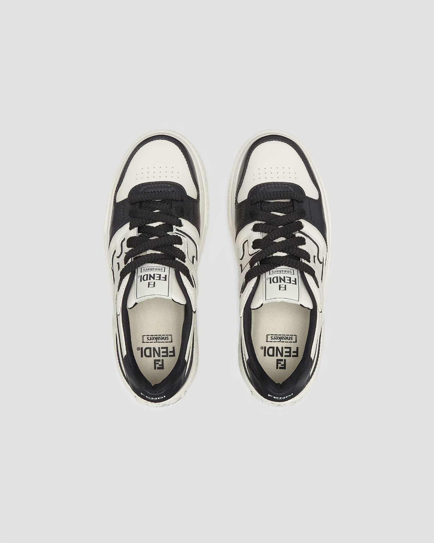 Fendi Match Black Leather Platform Low-Tops