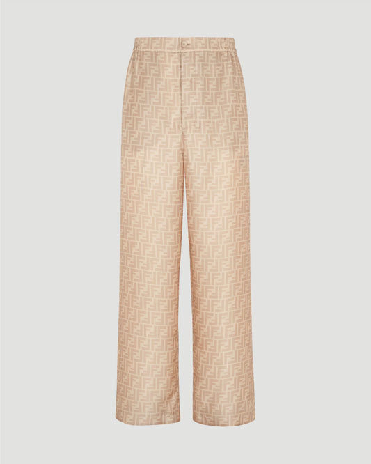 Beige FF Silk Pants