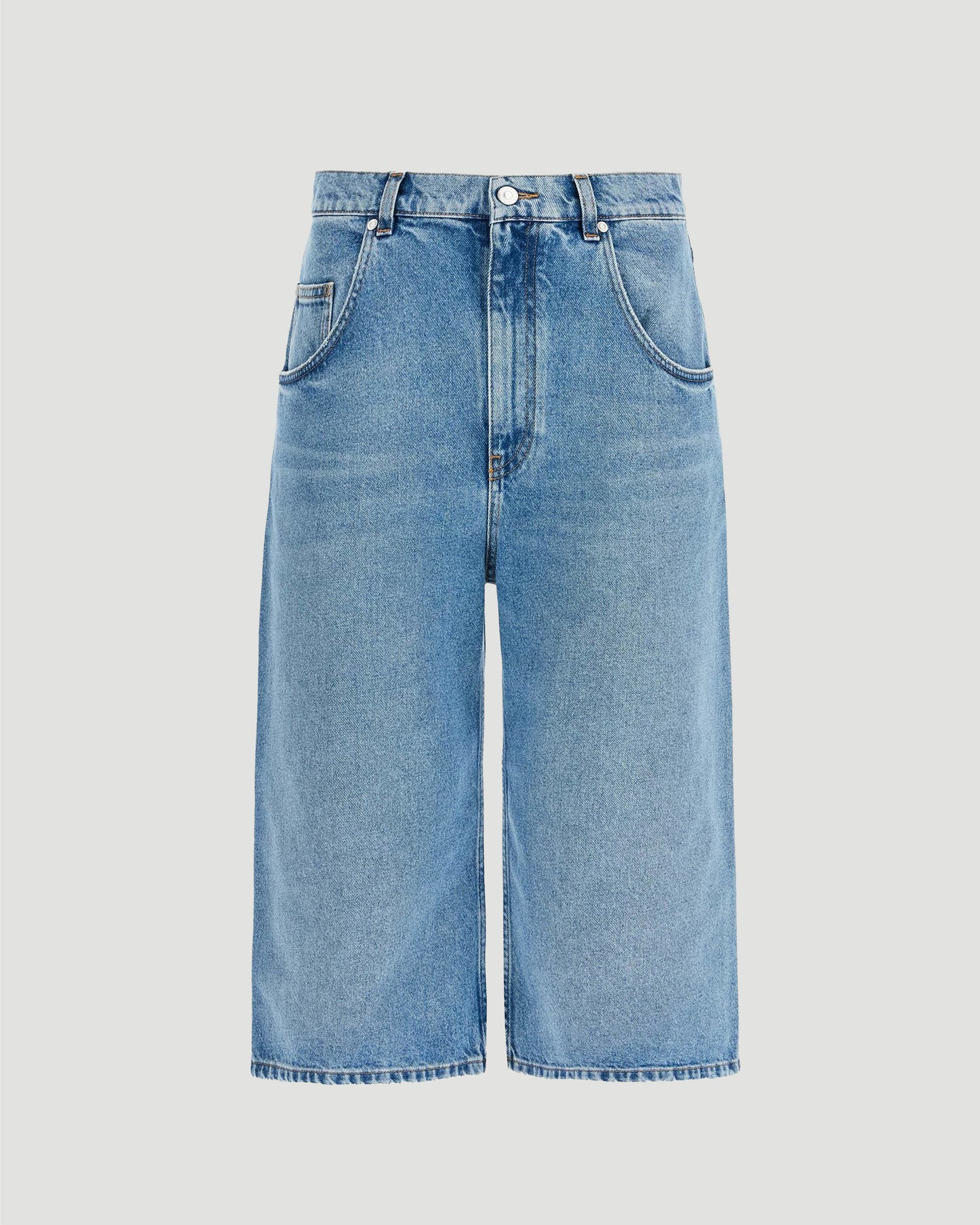 Washed Blue Cropped Jeans