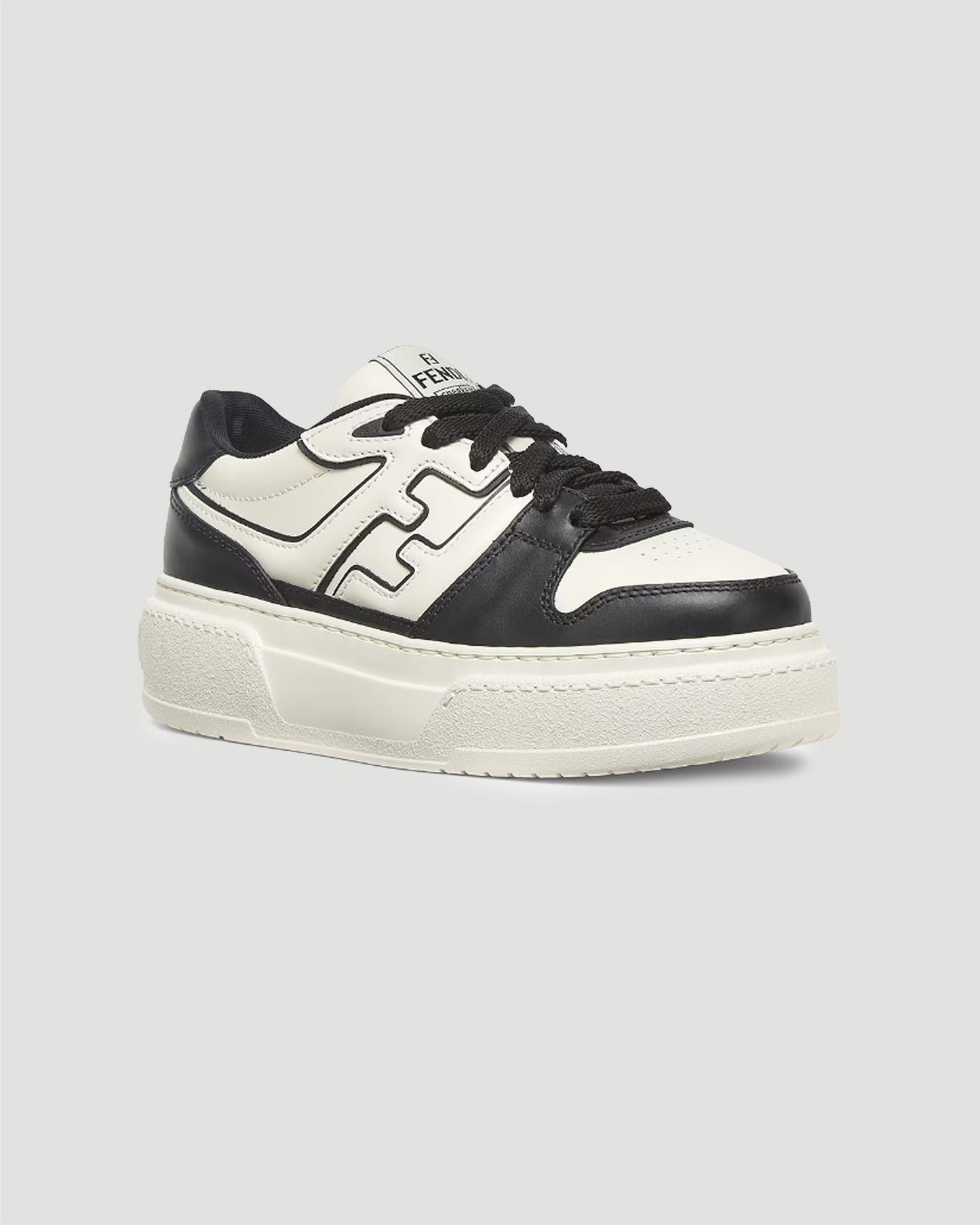 Fendi Match Black Leather Platform Low-Tops