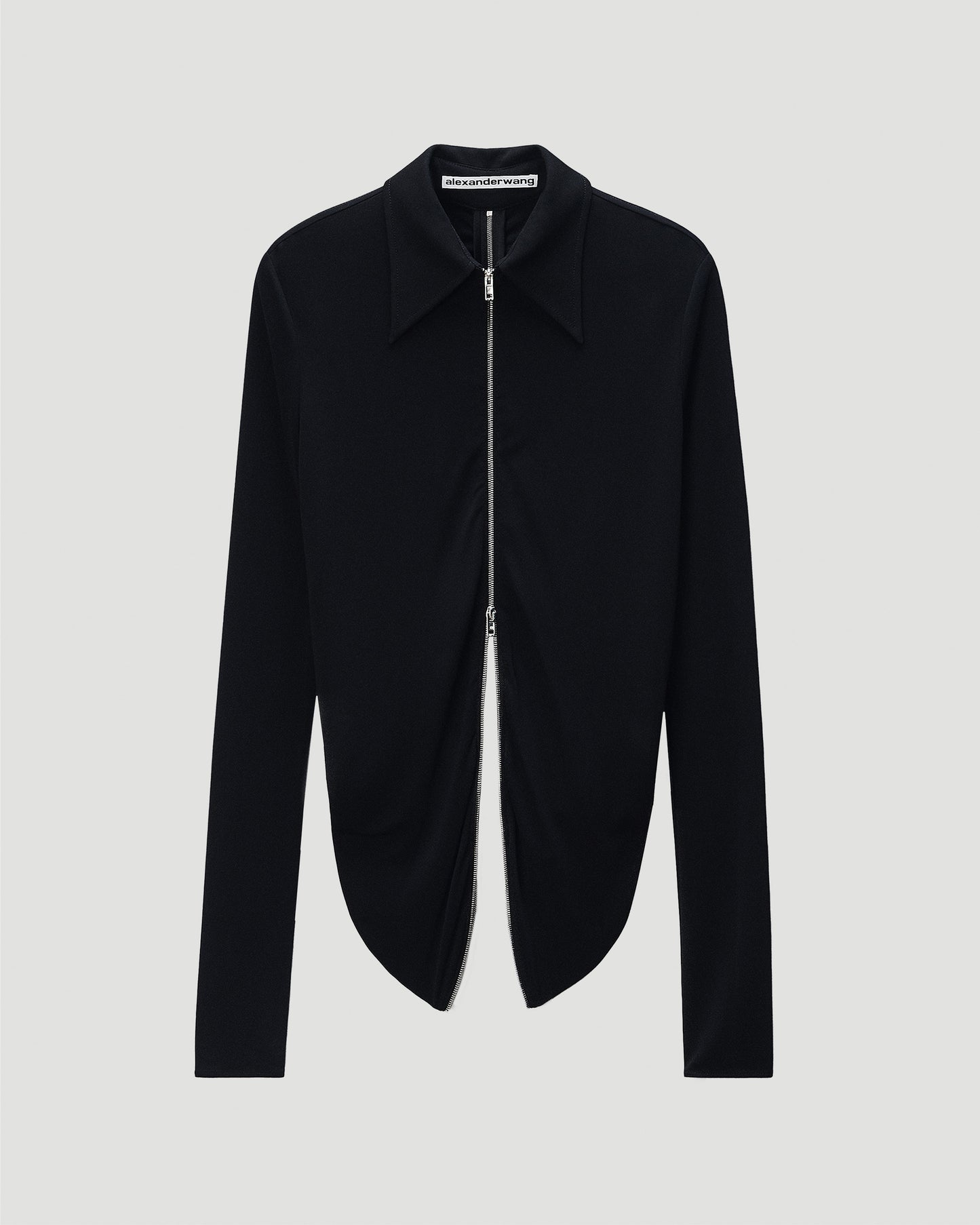 Draped Back Zip Shirt in Crepe Jersey