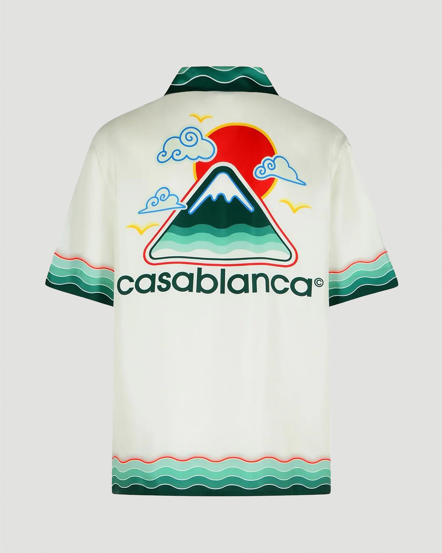 Montagne Ondulée Short-Sleeve Silk Shirt