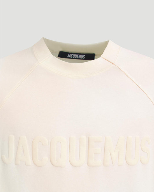 Le T-Shirt Typo Raglan Logo T-Shirt in Light Beige