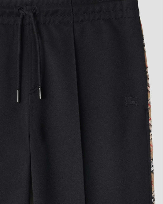 Check Trim Cotton Blend Track Pants