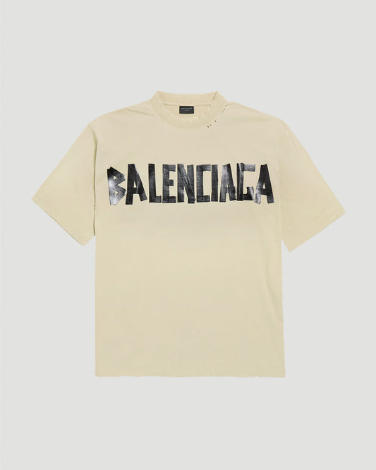 Tape Type T-Shirt Medium Fit in Beige