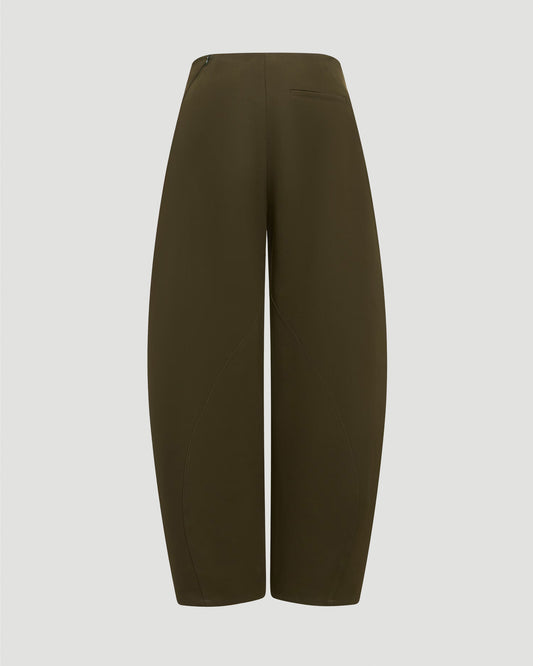 DOUBLE COTTON ROUND PANTS IN DARK GREEN