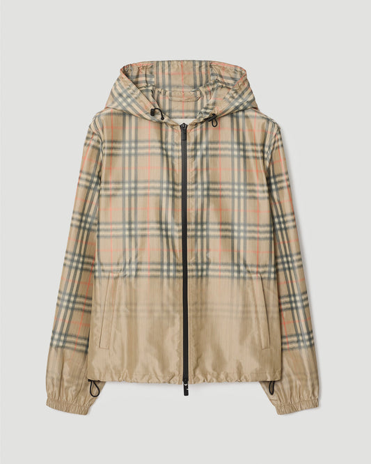 Gradient Check Hooded Jacket
