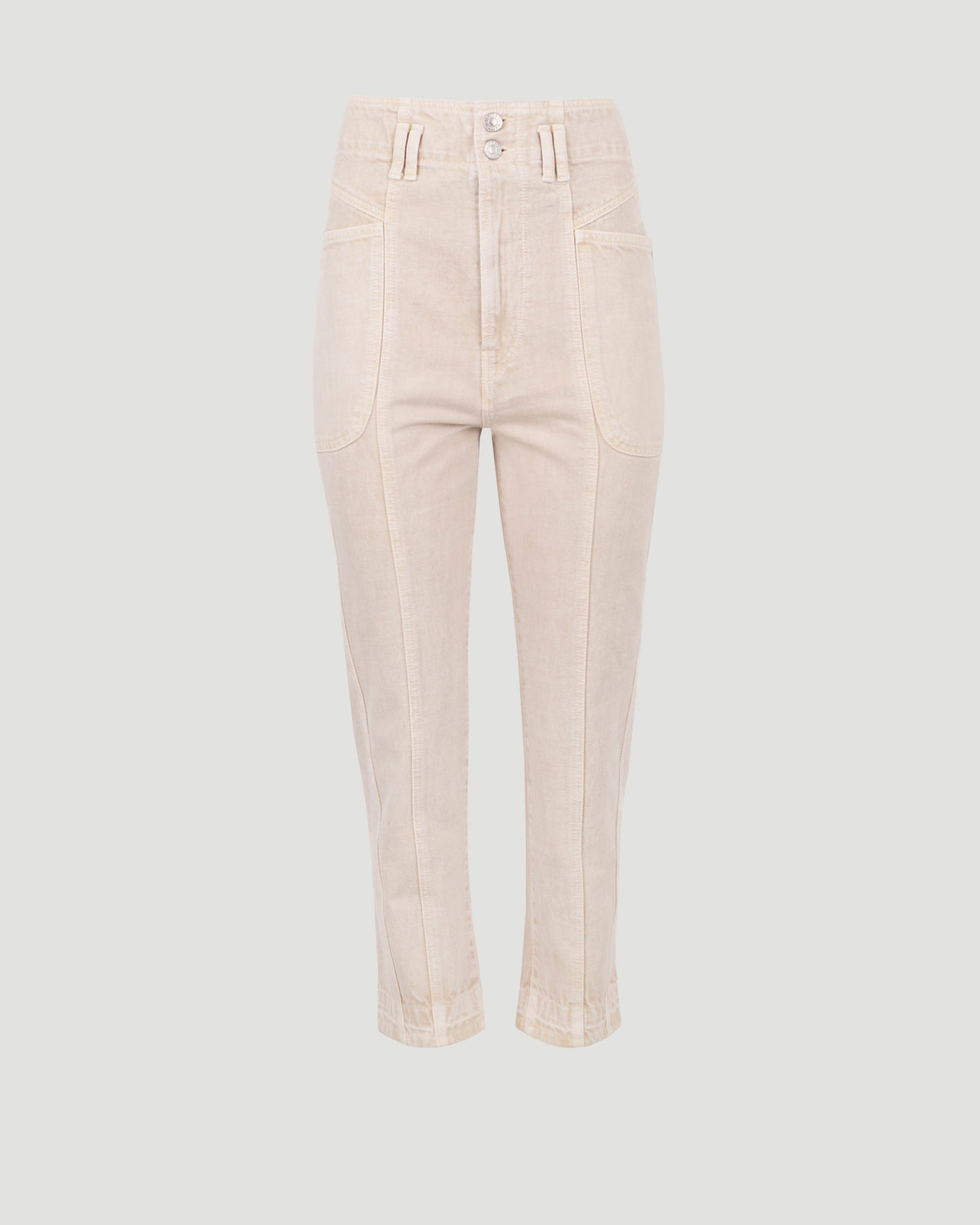 TUCSON HIGH WAIST COTTON DENIM PANTS IN BEIGE