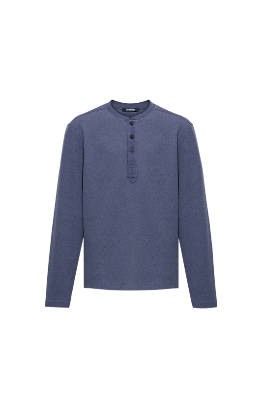 Jacquemus The Tricot Henley T-shirt in Blue — front view